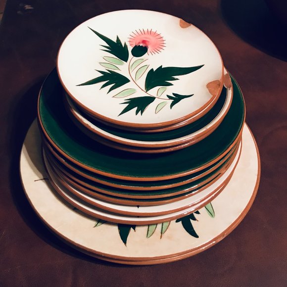 Vintage Stangl Thistle Dinnerware- pink green white floral (19 pieces avail.) - Picture 2 of 14